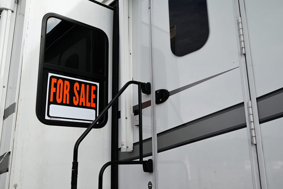 Price tag on an RV windshield