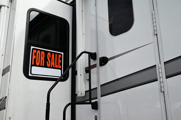 Price tag on an RV windshield