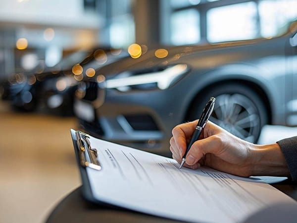 Buyer signing RV financing paperwork